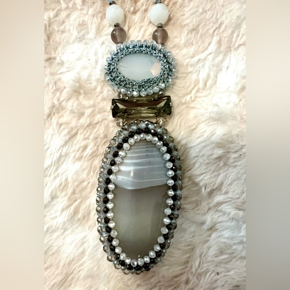 Beautiful Stone Statement Necklace - image 2